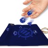 Roll on a Scroll Dice Case and 7pc Acrylic Dice Set: bleu