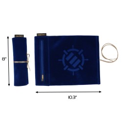 Roll on a Scroll Dice Case and 7pc Acrylic Dice Set: bleu