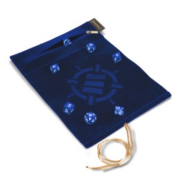 Roll on a Scroll Dice Case and 7pc Acrylic Dice Set: bleu