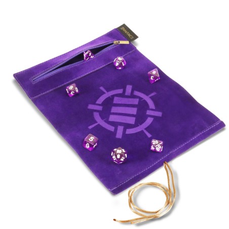 Roll on a Scroll Dice Case and 7pc Acrylic Dice Set: violet