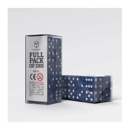 Q Workshop - PACK DE D6 - COBALT & BLANC